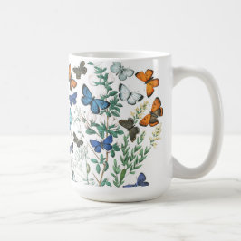 Taza De Café Ilustracion de mariposas vintage en un tazón de ca