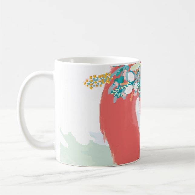 Taza De Café Ilustracion de moda con flamingoflami rosa dibujad (Izquierda)