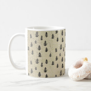 Taza De Café Ilustración de montaña de árboles Patrón Rústico