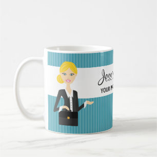 Taza De Café Ilustración de mujer de negocios rubia linda