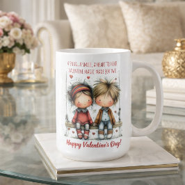 Taza De Café Ilustración de niños en columpio de San Valentín