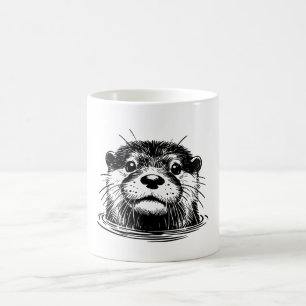 Taza De Café Ilustración de nutria en agua