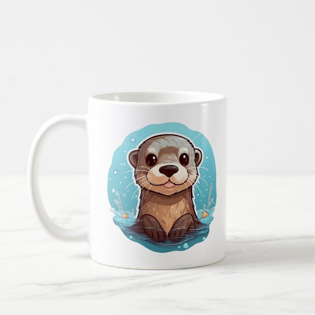 Taza De Café ilustracion de nutria personalizado (Izquierda)