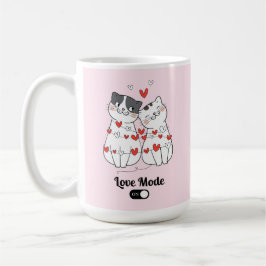 Taza De Café Ilustración de pareja de gatos lindos para San Val