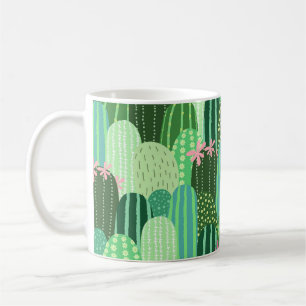 Taza De Café Ilustración de patrón continuo de cactus colorido
