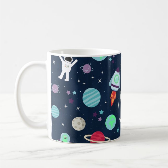 Taza De Café Ilustración de patrón espacial (Izquierda)