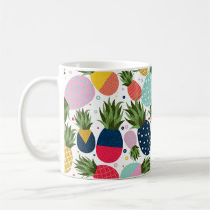 Taza De Café Ilustracion de patrón ininterrumpido de piña, colo