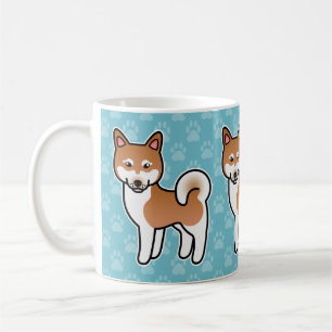 Taza De Café Ilustración de perro Alaskan Klee Kai rojo y blanc