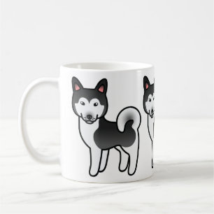 Taza De Café Ilustración de perro Alaskan Malamute blanco y neg
