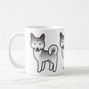 Taza De Café Ilustración de perro Alaskan Malamute gris y blanc