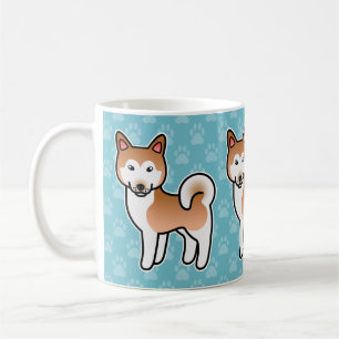 Taza De Café Ilustración de perro Alaskan Malamute rojo y blanc
