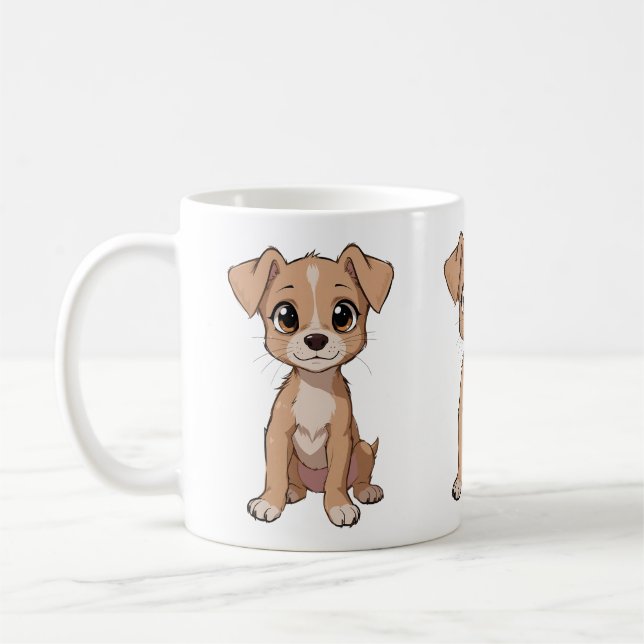 Taza De Café Ilustracion de perro anime con ojos grandes (Izquierda)
