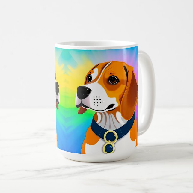 Taza De Café Ilustración de perro Beagle de dibujos animados 🐶 (Anverso derecho)