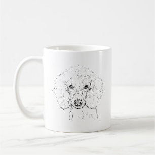 Taza De Café Ilustración de perro caniche lindo, dibujado a man