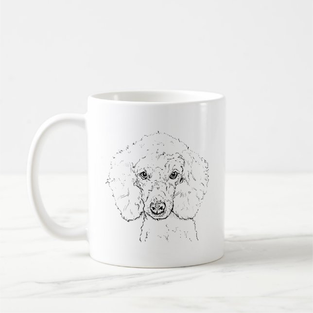 Taza De Café Ilustración de perro caniche lindo, dibujado a man (Izquierda)