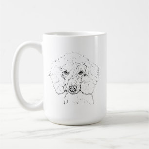 Taza De Café Ilustración de perro caniche lindo, dibujado a man