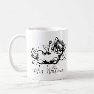Taza De Café Ilustración de perro Chihuahua, boda con nombre pe