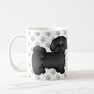 Taza De Café Ilustracion de perro chiita negro Tzu lindo