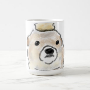 Taza De Café Ilustración de perro con cabeza de mantequilla dib