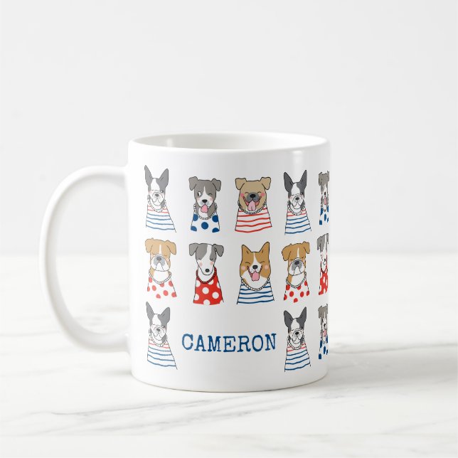 Taza De Café Ilustracion de perro divertido y caprichoso person (Izquierda)