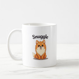 Taza De Café Ilustración de perro lindo Pomerania Snuggle Vinta