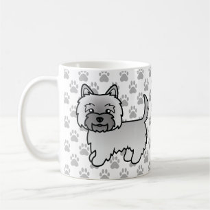 Taza De Café Ilustración de perro Terrier Cairn gris y patas
