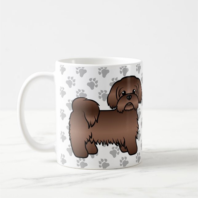 Taza De Café Ilustracion de perros de dibujos animados curados  (Izquierda)
