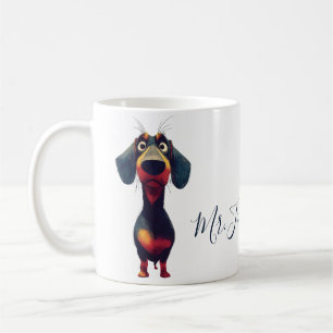 Taza De Café Ilustración de personaje caprichoso de dachshund