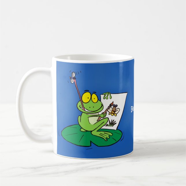 Taza De Café Ilustracion de personalizado de rana verde lindo (Izquierda)