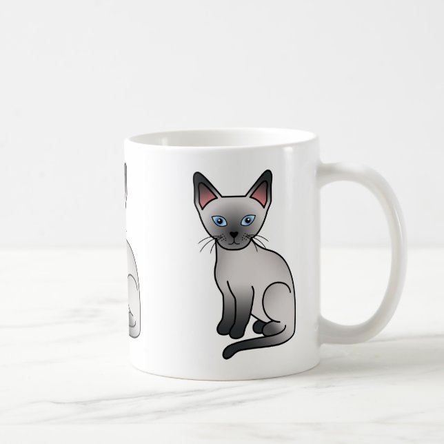 Taza De Café Ilustracion de Personalizado lindo gato de Blue Po (Derecha)