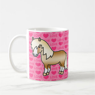 Taza De Café Ilustración de pony Shetland Palomino sobre corazo