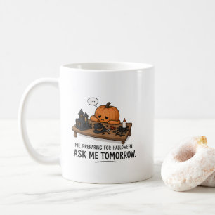 Taza De Café Ilustración de Preparación Perezosa de Halloween d