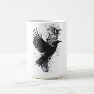 Taza De Café Ilustracion de Raven Gótico: Humo y plumas
