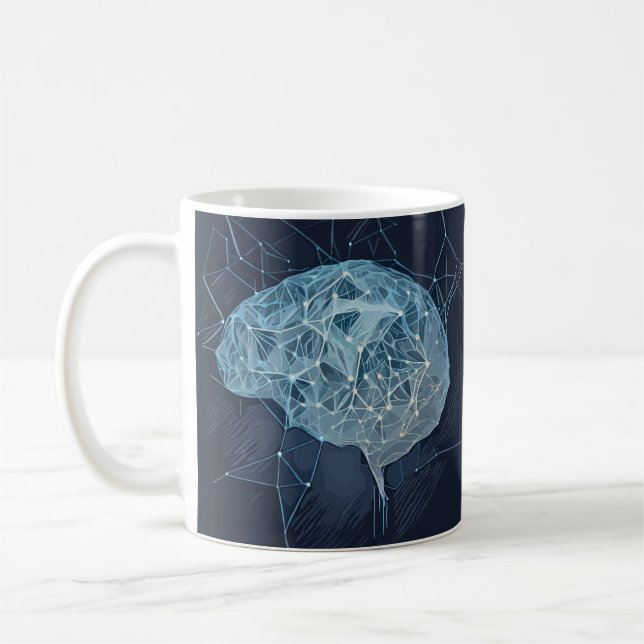 Taza De Café Ilustracion de red cerebral - red neural (Izquierda)