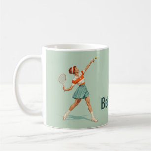 Taza De Café Ilustración de Servicio de Tenis Vintage