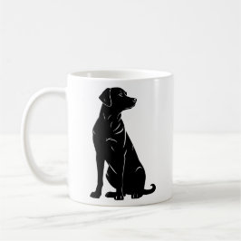 Taza De Café Ilustracion de silueta de labrador negro