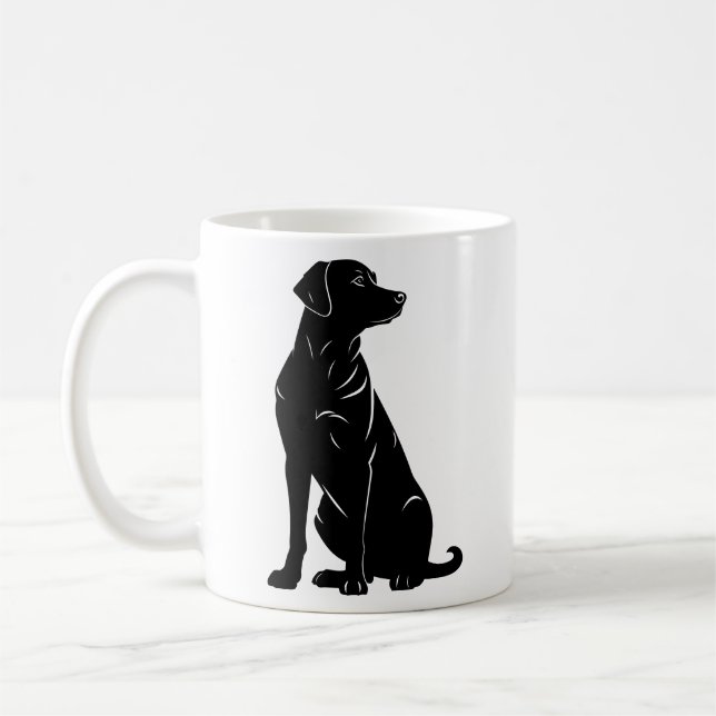 Taza De Café Ilustracion de silueta de labrador negro (Izquierda)