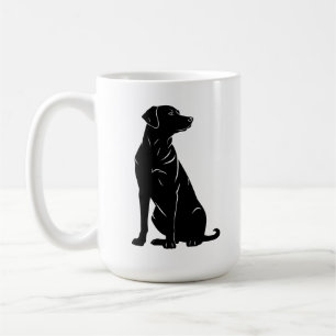 Taza De Café Ilustracion de silueta de labrador negro