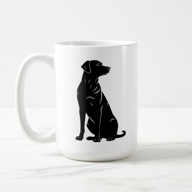 Taza De Café Ilustracion de silueta de labrador negro (Izquierda)