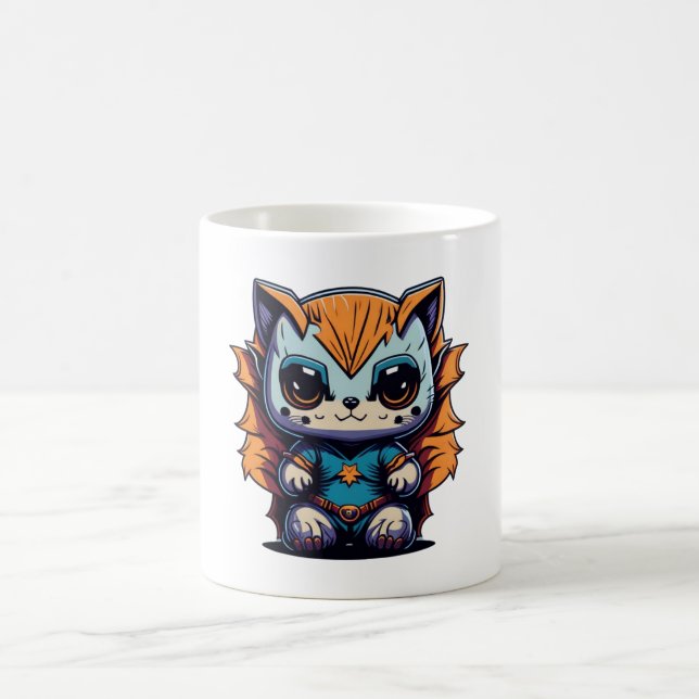 Taza De Café Ilustracion de superhéroe animal de bebé mágico (Centro)