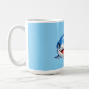 Taza De Café Ilustración de tiburón lindo con ojos grandes Anim