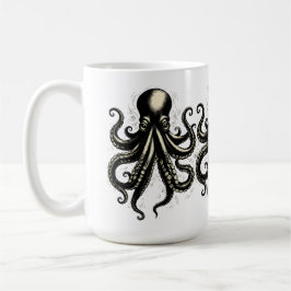Taza De Café Ilustración de tinta de tentáculos curiosos de pul