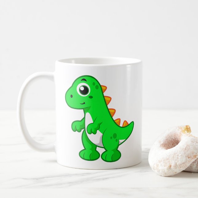 Taza De Café Ilustracion De Tirano Rex. (Con donut)