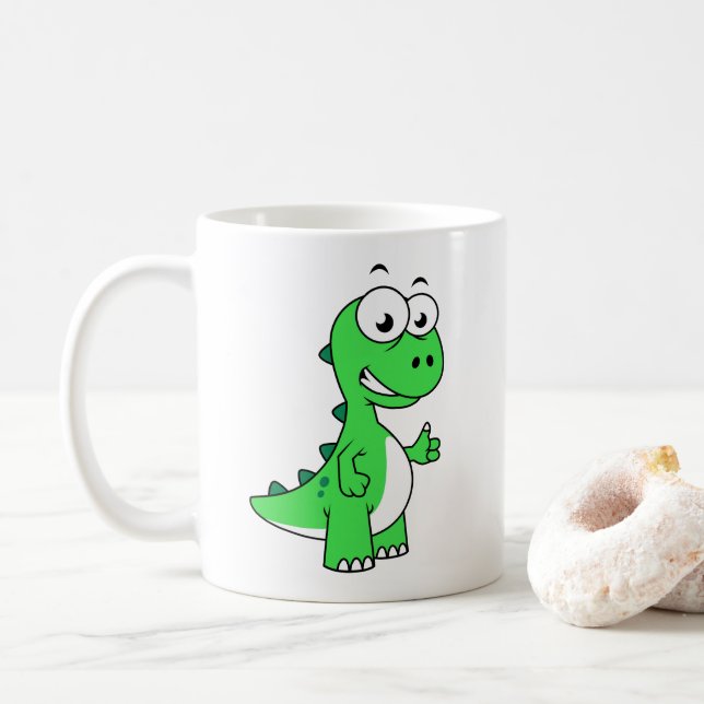 Taza De Café Ilustracion De Tirano Rex. 2 (Con donut)