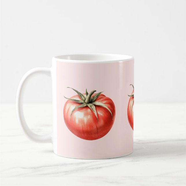 Taza De Café Ilustracion de tomate acuarela (Izquierda)