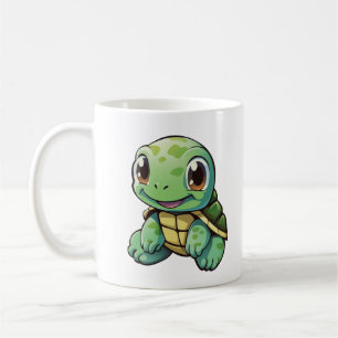 Taza De Café Ilustración de tortuga de dibujos animados