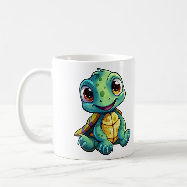 Taza De Café ilustracion de tortuga personalizado (Izquierda)