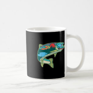 Taza De Café Ilustración de trucha natural Pesca con mosca vint
