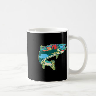 Taza De Café Ilustración de trucha natural Pesca con mosca vint