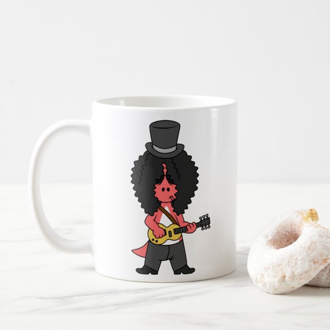 Taza De Café Ilustracion De Un Allosauro Vestido Como Estrella  (Con donut)